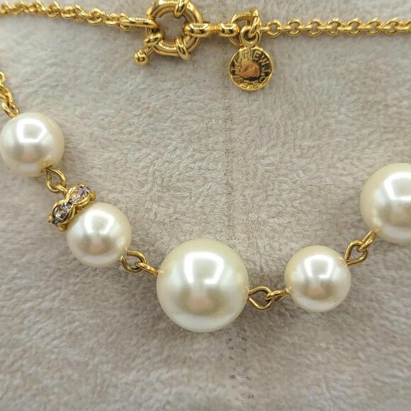 J Crew Gold Tone Pearl Crystal Station Necklace NWOT! - Picture 8 of 9